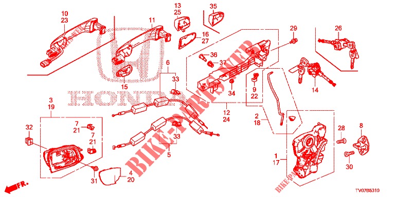 FRONT DOOR LOCKS/OUTER HA NDLE  for Honda CIVIC DIESEL 2.2 ELEGANCE 5 Doors 6 speed manual 2012