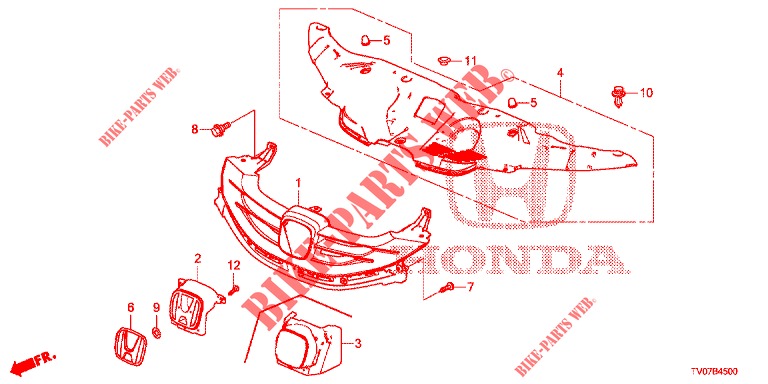 FRONT GRILLE/MOLDING  for Honda CIVIC DIESEL 2.2 ELEGANCE 5 Doors 6 speed manual 2012