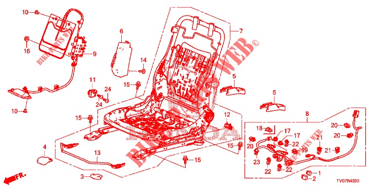 FRONT SEAT COMPONENTS (D.) (SIEGE REGLAGE MANUEL) for Honda CIVIC DIESEL 2.2 ELEGANCE 5 Doors 6 speed manual 2012