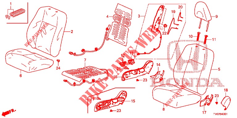FRONT SEAT/SEATBELTS (D.) (LH) for Honda CIVIC DIESEL 2.2 ELEGANCE 5 Doors 6 speed manual 2012