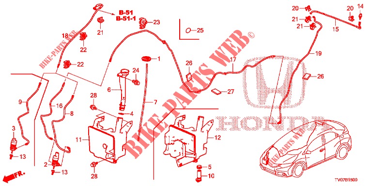 FRONT WINDSHIELD WASHER (2D)  for Honda CIVIC DIESEL 2.2 ELEGANCE 5 Doors 6 speed manual 2012