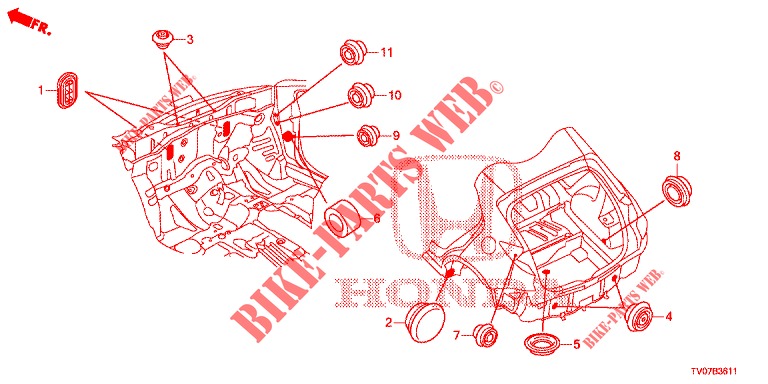 GROMMET (ARRIERE) for Honda CIVIC DIESEL 2.2 ELEGANCE 5 Doors 6 speed manual 2012