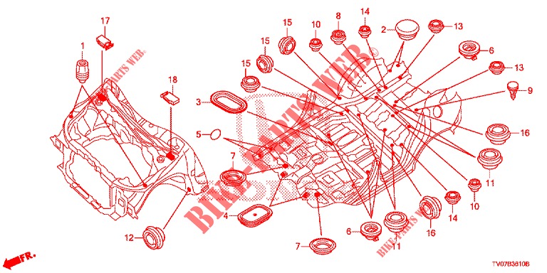 GROMMET (AVANT) for Honda CIVIC DIESEL 2.2 ELEGANCE 5 Doors 6 speed manual 2012