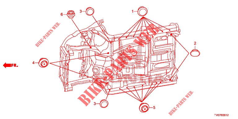 GROMMET (INFERIEUR) for Honda CIVIC DIESEL 2.2 ELEGANCE 5 Doors 6 speed manual 2012