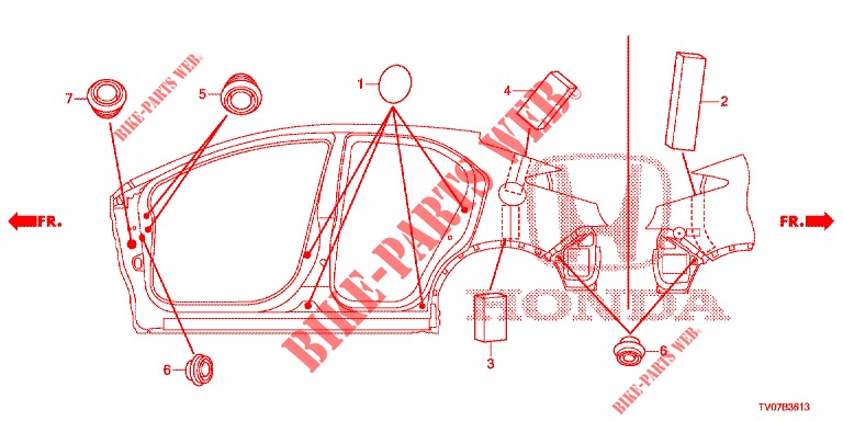 GROMMET (LATERAL) for Honda CIVIC DIESEL 2.2 ELEGANCE 5 Doors 6 speed manual 2012
