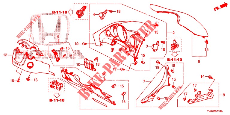 INSTRUMENT GARNISH (COTE DE CONDUCTEUR) (LH) for Honda CIVIC DIESEL 2.2 ELEGANCE 5 Doors 6 speed manual 2012