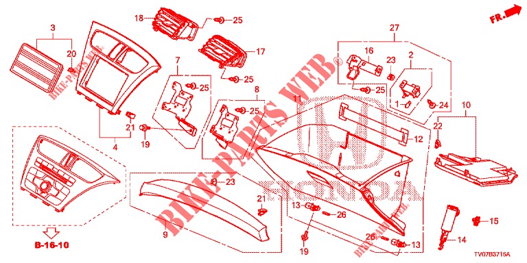 INSTRUMENT GARNISH (COTE DE PASSAGER) (LH) for Honda CIVIC DIESEL 2.2 ELEGANCE 5 Doors 6 speed manual 2012