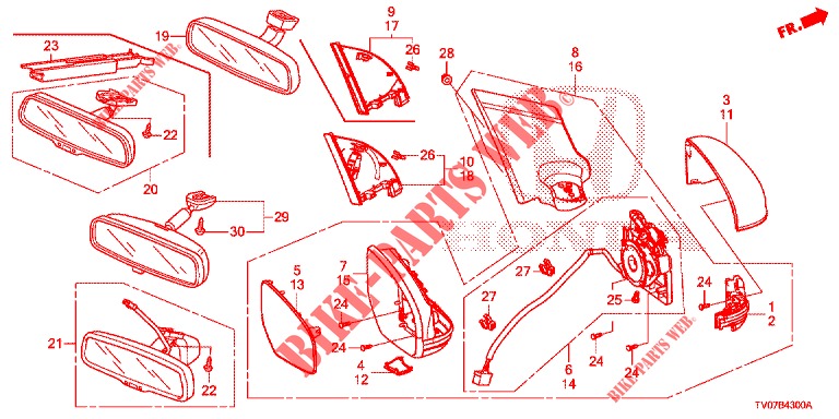 MIRROR/SUNVISOR  for Honda CIVIC DIESEL 2.2 ELEGANCE 5 Doors 6 speed manual 2012