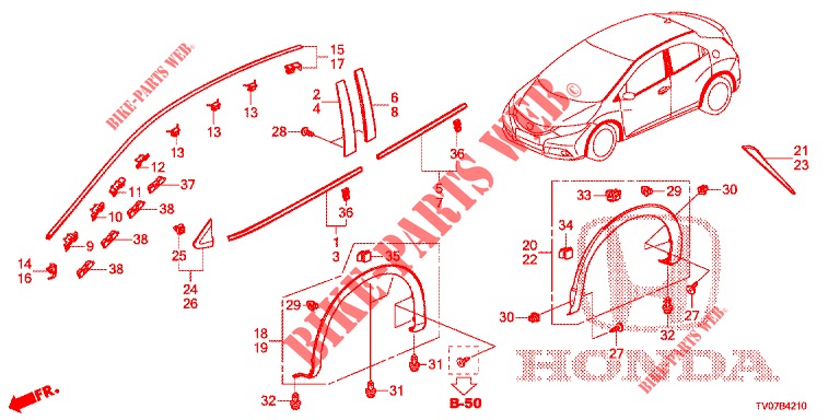 MOLDING/PROTECTOR  for Honda CIVIC DIESEL 2.2 ELEGANCE 5 Doors 6 speed manual 2012