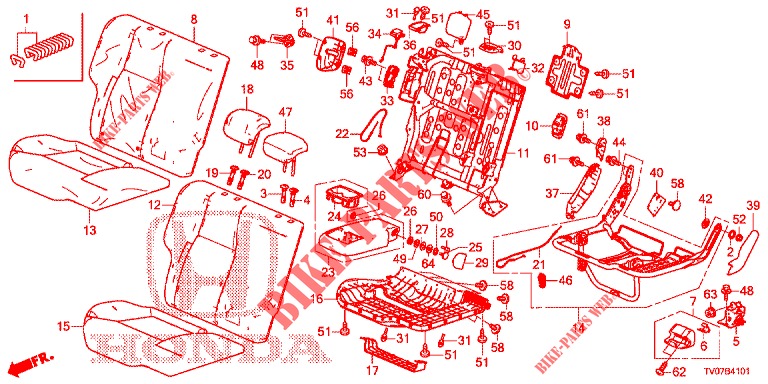 REAR SEAT/SEATBELT (D.) for Honda CIVIC DIESEL 2.2 ELEGANCE 5 Doors 6 speed manual 2012