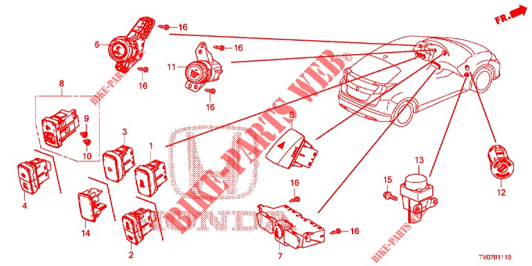 SWITCH (LH) for Honda CIVIC DIESEL 2.2 ELEGANCE 5 Doors 6 speed manual 2012