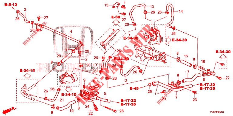 WATER HOSE/HEATER DUCT (DIESEL) (2.2L) for Honda CIVIC DIESEL 2.2 ELEGANCE 5 Doors 6 speed manual 2012