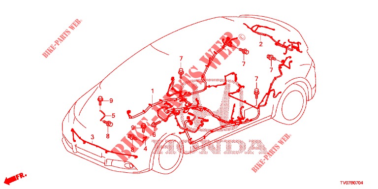 WIRE HARNESS (3) (LH) for Honda CIVIC DIESEL 2.2 ELEGANCE 5 Doors 6 speed manual 2012