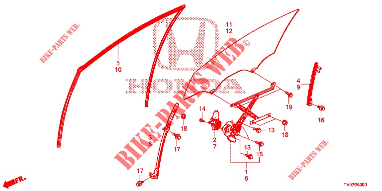FRONT DOOR WINDOWS/REGULA TOR  for Honda CIVIC DIESEL 2.2 EXCLUSIVE 5 Doors 6 speed manual 2012