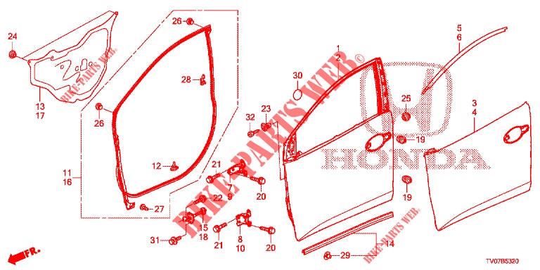 FRONT DOOR PANELS (2D)  for Honda CIVIC DIESEL 2.2 S 5 Doors 6 speed manual 2012