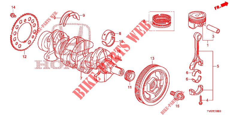 CRANKSHAFT/PISTON (1.4L) for Honda CIVIC 1.4 COMFORT 5 Doors 6 speed manual 2013