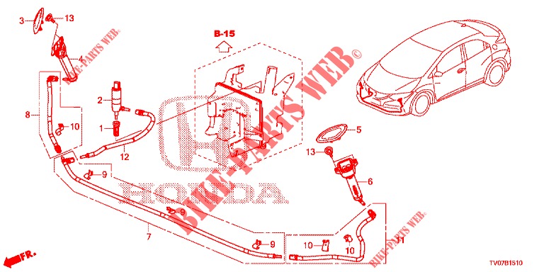 HEADLIGHT WASHER (S)  for Honda CIVIC 1.4 COMFORT 5 Doors 6 speed manual 2013