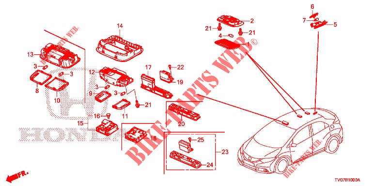 INTERIOR LIGHT  for Honda CIVIC 1.4 COMFORT 5 Doors 6 speed manual 2013