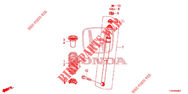 REAR SHOCK ABSORBER  for Honda CIVIC 1.4 COMFORT 5 Doors 6 speed manual 2013