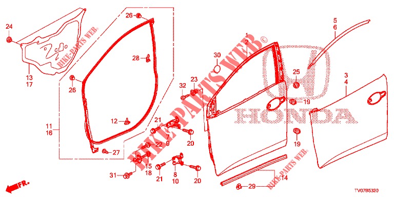 FRONT DOOR PANELS (2D)  for Honda CIVIC 1.4 S 5 Doors 6 speed manual 2013