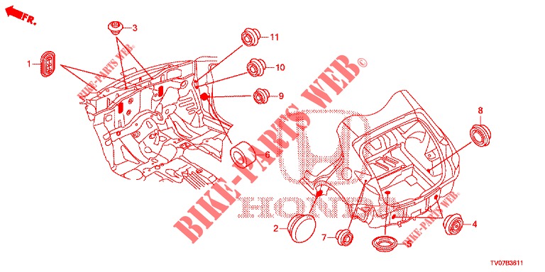 GROMMET (ARRIERE) for Honda CIVIC 1.4 S 5 Doors 6 speed manual 2013