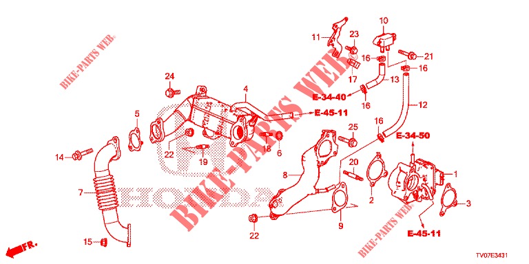 VALVE RECIRC. GAS ECHAP. LOW PRESSURE LOOP (DIESEL) (1.6L) for Honda CIVIC DIESEL 1.6 EXECUTIVE 5 Doors 6 speed manual 2013