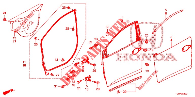 FRONT DOOR PANELS (2D)  for Honda CIVIC DIESEL 1.6 LIFESTYLE 5 Doors 6 speed manual 2013