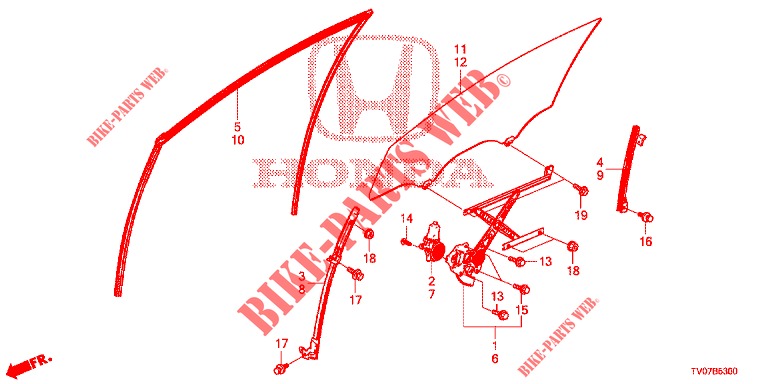 FRONT DOOR WINDOWS/REGULA TOR  for Honda CIVIC DIESEL 1.6 LIFESTYLE 5 Doors 6 speed manual 2013