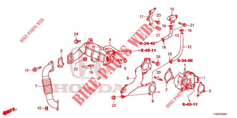 VALVE RECIRC. GAS ECHAP. LOW PRESSURE LOOP (DIESEL) (1.6L) for Honda CIVIC DIESEL 1.6 LIFESTYLE 5 Doors 6 speed manual 2013