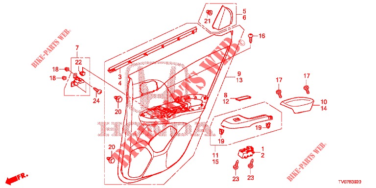 REAR DOOR LINING (4D)  for Honda CIVIC 1.8 COMFORT 5 Doors 6 speed manual 2013