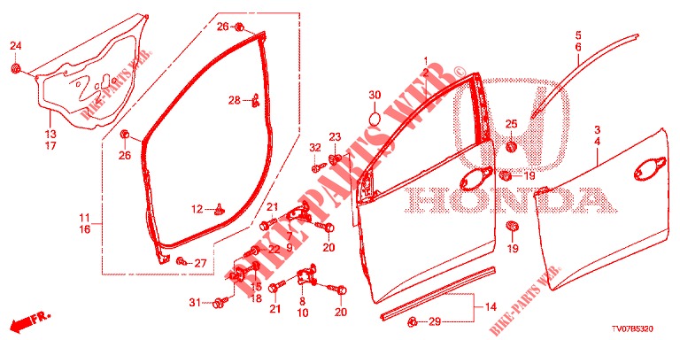 FRONT DOOR PANELS (2D)  for Honda CIVIC 1.8 LIFESTYLE 5 Doors 6 speed manual 2013