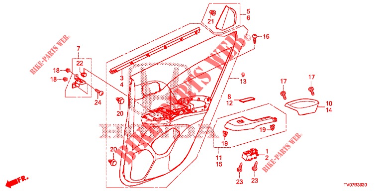 REAR DOOR LINING (4D)  for Honda CIVIC 1.8 LIFESTYLE 5 Doors 6 speed manual 2013
