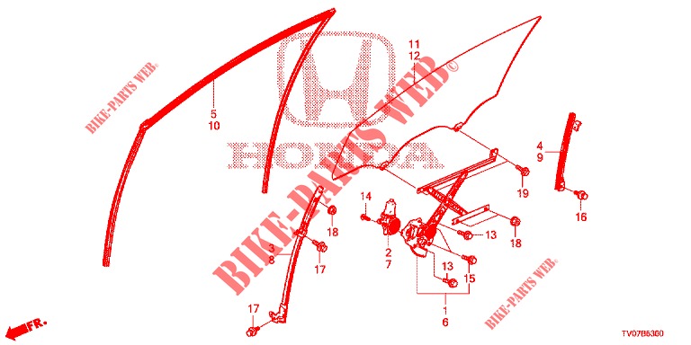 FRONT DOOR WINDOWS/REGULA TOR  for Honda CIVIC 1.8 S 5 Doors 6 speed manual 2013