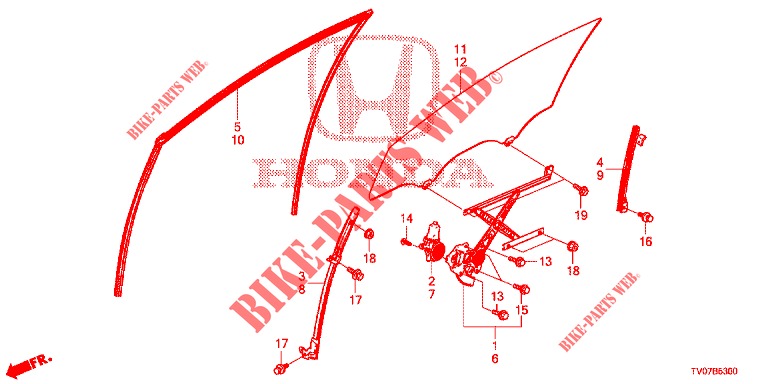 FRONT DOOR WINDOWS/REGULA TOR  for Honda CIVIC 1.8 EXECUTIVE 5 Doors 6 speed manual 2013