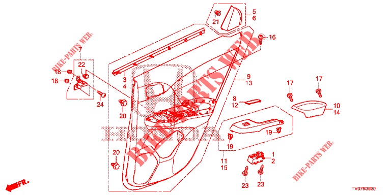 REAR DOOR LINING (4D)  for Honda CIVIC DIESEL 2.2 S 5 Doors 6 speed manual 2013