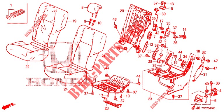 REAR SEAT/SEATBELT (G.) for Honda CIVIC DIESEL 2.2 S 5 Doors 6 speed manual 2013