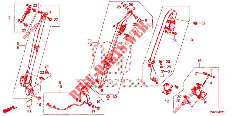 FRONT SEAT/SEATBELTS  for Honda CIVIC 1.4 ELEGANCE 5 Doors 6 speed manual 2015