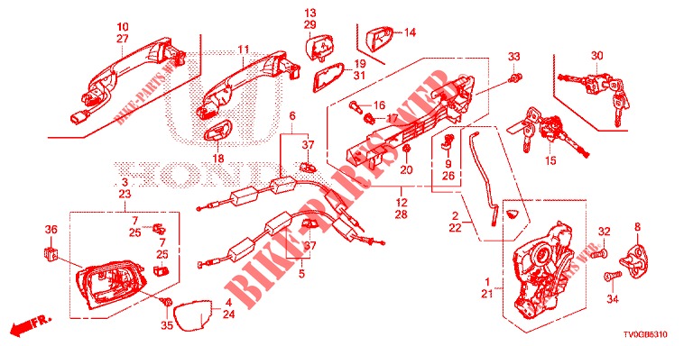 FRONT DOOR LOCKS/OUTER HA NDLE  for Honda CIVIC DIESEL 1.6 EXECUTIVE AUDIOLESS 5 Doors 6 speed manual 2015