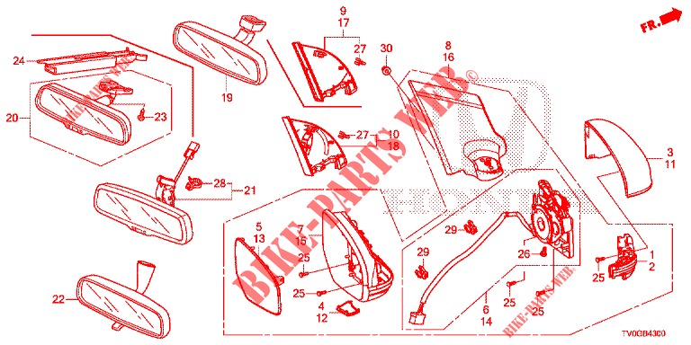 MIRROR/SUNVISOR  for Honda CIVIC DIESEL 1.6 EXECUTIVE AUDIOLESS 5 Doors 6 speed manual 2015