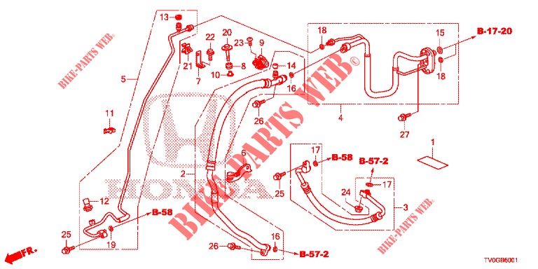 AIR CONDITIONER (DURITES/TUYAUX) (DIESEL) (LH) for Honda CIVIC DIESEL 1.6 EXCLUSIVE 5 Doors 6 speed manual 2015