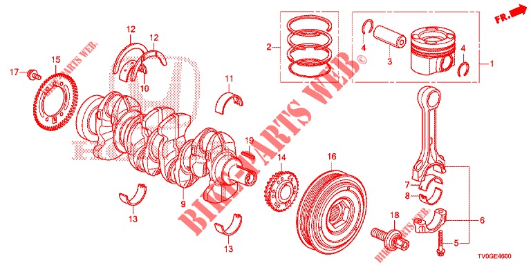 CRANKSHAFT/PISTON (DIESEL) for Honda CIVIC DIESEL 1.6 EXCLUSIVE 5 Doors 6 speed manual 2015