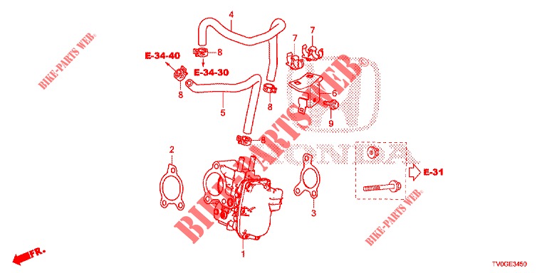 EXHAUST GAS RECIRCULATION VALVE HIGH LOOP (DIESEL) for Honda CIVIC DIESEL 1.6 EXCLUSIVE 5 Doors 6 speed manual 2015