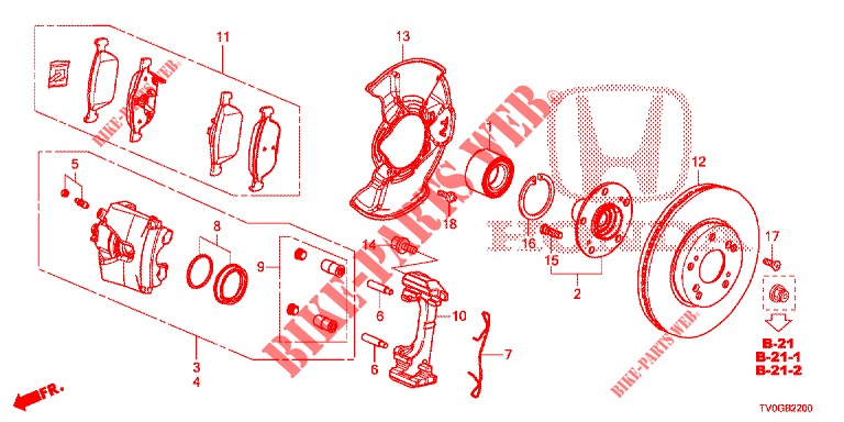 FRONT BRAKE  for Honda CIVIC DIESEL 1.6 EXCLUSIVE 5 Doors 6 speed manual 2015