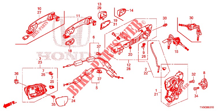 FRONT DOOR LOCKS/OUTER HA NDLE  for Honda CIVIC DIESEL 1.6 EXCLUSIVE 5 Doors 6 speed manual 2015