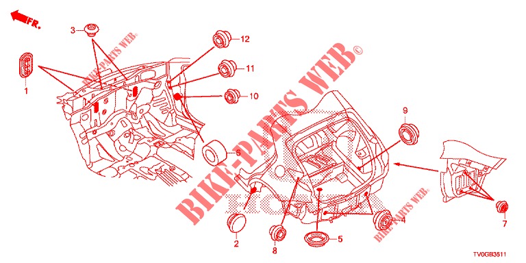 GROMMET (ARRIERE) for Honda CIVIC DIESEL 1.6 EXCLUSIVE 5 Doors 6 speed manual 2015