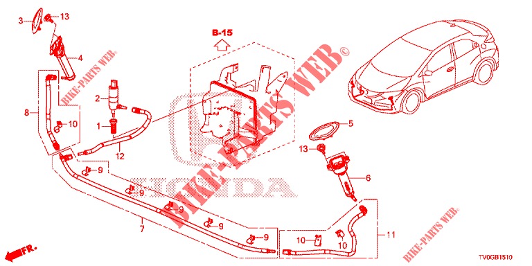 HEADLIGHT WASHER (S)  for Honda CIVIC DIESEL 1.6 EXCLUSIVE 5 Doors 6 speed manual 2015