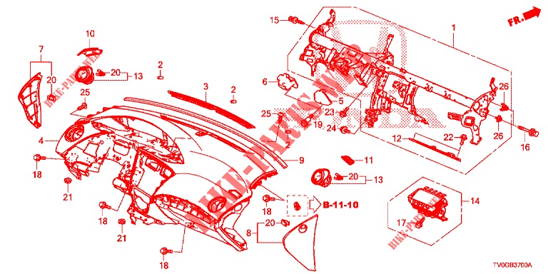 INSTRUMENT PANEL UPPER (LH) for Honda CIVIC DIESEL 1.6 EXCLUSIVE 5 Doors 6 speed manual 2015