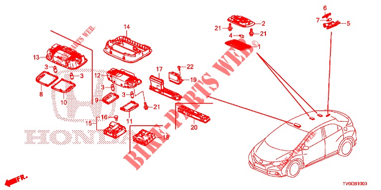 INTERIOR LIGHT  for Honda CIVIC DIESEL 1.6 EXCLUSIVE 5 Doors 6 speed manual 2015