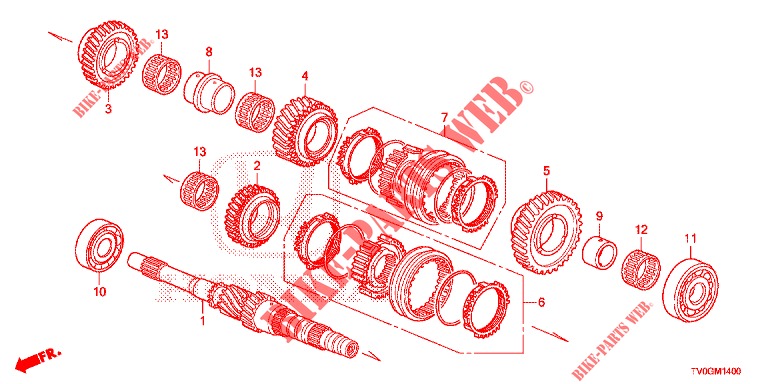 MAINSHAFT (DIESEL) for Honda CIVIC DIESEL 1.6 EXCLUSIVE 5 Doors 6 speed manual 2015