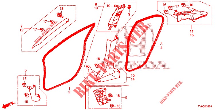 PILLAR GARNISH (LH) for Honda CIVIC DIESEL 1.6 EXCLUSIVE 5 Doors 6 speed manual 2015